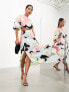 Фото #2 товара ASOS EDITION blouson sleeve cut out midi dress in oversized floral print