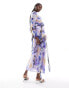 Фото #4 товара ASOS DESIGN chevron frill maxi dress in mixed purple floral print