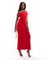 ASOS DESIGN off shoulder softline midi dress in red Красный, 36 - фото #1