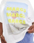 ASOS DESIGN Curve oversized t-shirt with margs drink photographic in white