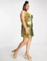 Extro & Vert Plus cowl front mini dress in gold sequin