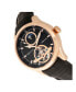 Automatic Gregory Rose Gold Case, Genuine Black Leather Watch 45mm