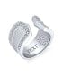 ფოტო #7 პროდუქტის Geometric Boho Style CZ Accent Statement Brushed Hammered Matte Finish Open Band Fashion Ring for Women