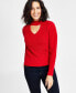 Фото #1 товара Women's Ribbed Keyhole Cutout Sweater, Created for Macy's