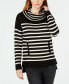 Фото #1 товара Charter Club Petite Striped Cowl Neck Sweater black White PL