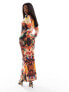 Daska long sleeve twist detail maxi dress in multi print