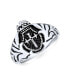 ფოტო #1 პროდუქტის Religious Crown Viking Knight Shield Maltase Fleur De Lis Cross Signet Ring Oxidized Silver Tone Stainless