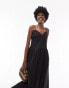 Topshop strappy pleated midi sundress in black