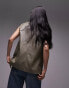 Topshop oversized faux leather waistcoat in sage Salbei, M - фото #8