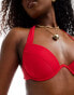 Boux Avenue Sorrento wide strap high ibiza wire balcony padded bikini top in red Красный, EU 70 E - фото #3