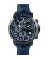 Men's Chronograph Date Quartz Plein Gain Blue Silicone Strap Watch 43mm