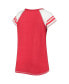 Фото #4 товара Women's Red Washington Nationals Curvy Colorblock Tri-Blend Raglan V-Neck T-shirt
