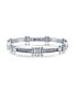 ფოტო #1 პროდუქტის Mens Stainless Steel with Silver Cable Bracelet