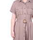 ფოტო #4 პროდუქტის Petite Short Sleeve Belted Utility Style Dress