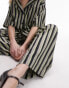 Фото #5 товара Topshop co-ord stripe linen straight leg trouser in multi