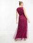 Фото #8 товара Anaya wrap front maxi tulle dress in red plum