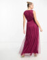 Anaya wrap front maxi tulle dress in red plum