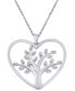 ფოტო #1 პროდუქტის Diamond Tree Heart 18" Pendant Necklace (1/10 ct. t.w.) in Sterling Silver