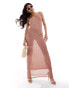 Фото #1 товара ASOS DESIGN metallic knit scoop neck maxi dress in bronze