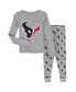 ფოტო #1 პროდუქტის Big Boys Heathered Gray Houston Texans Long Sleeve T-shirt and Pants Sleep Set