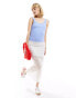 Monki ribbed fitted vest top with scoop neck in blue