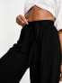 ASOS DESIGN Tall tie belt wide leg trouser culottes in black