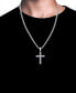 ფოტო #2 პროდუქტის Men's Cubic Zirconia Cross 24" Pendant Necklace in Black-Ion Plated Stainless Steel