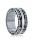 Stainless Steel Oxidized Greek Key Ring