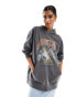 Фото #1 товара Miss Selfridge rebellion graphic hoodie in charcoal