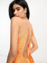 Фото #5 товара ASOS DESIGN fringe drape halter maxi dress in hot orange