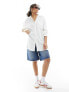 Фото #1 товара Stradivarius oversized linen look shirt in white