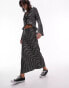 Topshop co-ord satin jaquard bias maxi skirt in mono polka dot