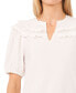 Women's Solid Ruffled Yoke Split Neck Knit Top