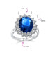 ფოტო #6 პროდუქტის 4CT Blue Oval Cubic Zirconia CZ Engagement Ring Sterling Silver