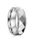 High Polished Diamond Design Faceted Tungsten Ring