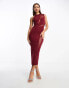 Фото #2 товара ASOS DESIGN asymmetric cut out mesh midi dress in red