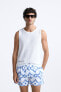 REGULAR GEOMETRIC PRINT SWIMMING TRUNKS