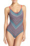 Фото #1 товара Lucky Brand Mosaic One Piece Halter Soft Cups Strappy Sides Multi Color Size XS