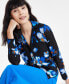 Фото #3 товара Women's Floral-Print Triple Mesh Shirt, Created for Macy's