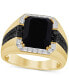 Men's Onyx and Black & White Diamond Halo Ring (1 ct. t.w.) in 14k Gold-Plated Sterling Silver