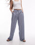 Фото #1 товара Topshop low slung tailored stripe trouser in blue