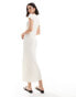 Vero Moda textured jersey ankle dress with lettuce edge in cream