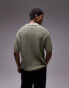 Topman knitted cotton revere polo in khaki