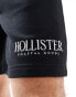 Hollister 9inch tech logo sweat shorts in black