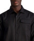 ფოტო #3 პროდუქტის Men's Oversized Striped Textured Long Sleeve with Chest Pocket Shirt Jacket