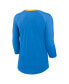 ფოტო #3 პროდუქტის Women's Powder Blue Los Angeles Chargers Raglan 3/4 Sleeve T-Shirt