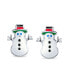 ფოტო #3 პროდუქტის Small Fun Holiday Cartoon Christmas Winter White Enamel Frosty Snowman Stud Earrings For Women Teens .925 Sterling Silver