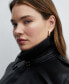 ფოტო #7 პროდუქტის Women's Leather-Effect Trench Coat