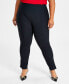 ფოტო #1 პროდუქტის Plus Size High Rise Pull-On Slit Ankle Ponte Pants, Created for Macy's