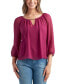 ფოტო #1 პროდუქტის Juniors' Keyhole-Neck Raglan-3/4-Sleeve Textured Top